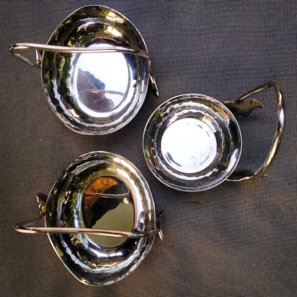 3 Fabulous Mary Jurek Stainless Steel Ginkgo Baskets with Leaf Handles - Picture 8 of 10